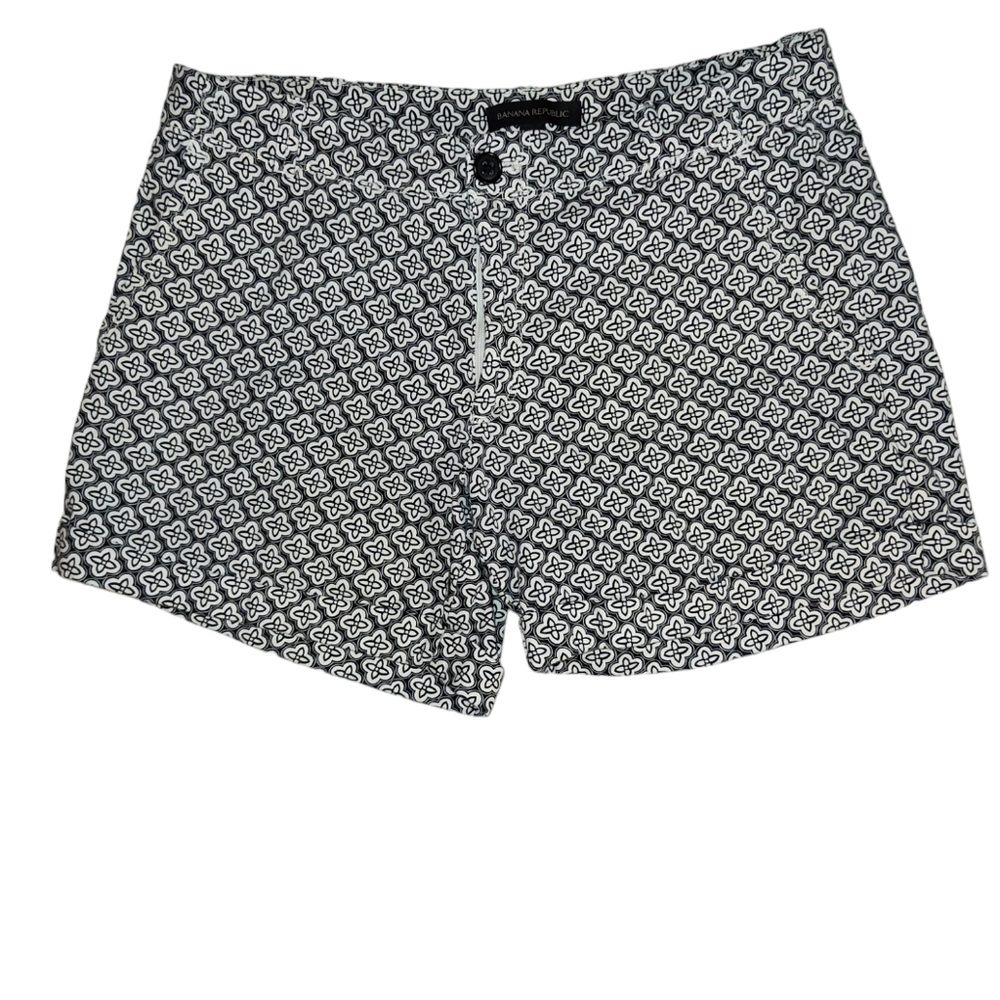 Banana Republic Blue & White Cotton Printed Roll Up Shorts Size 6
